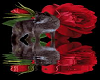 wolf standing with rose