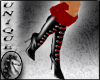 (ISA)BLACK RED FUR BOOTS