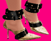 Gold Black Belt Pumps D