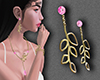 Gold Earrings Pink
