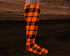 Orange Sock Tall Plaid M