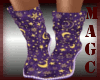 Purple gold moon boots