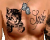 Spike cat chest tattoo