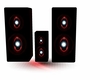 red n black speakers