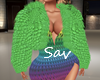 Dress/Fur-Green Rainbow