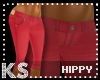 {K} Red Capris Hippy