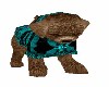 BROWN PUPPY/TEAL SWEATER