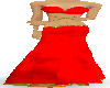 red gown w/gold trim