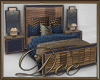 Blue Gold Bed Set