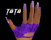 purple gloves white nail