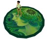 Green round rug