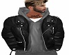 Leather Jacket/Gray Hood