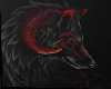 black red wolf painting