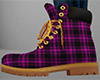 Pink Work Boots Plaid F