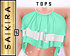 Summer Top Teal/White