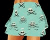 Skulls On Teal Miniskirt