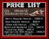 Barber Shop Price List