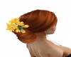 brown hair yellow flower