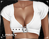 White Low Cut Buckle Top