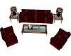 {B} Red Lounge Couch Set