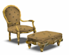Gilt armchair w/Ottoman