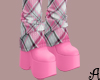A|Plaid Boots Light Pink