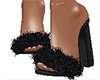 black fur slippers