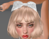 HairBow Floral Print Wht