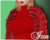 S - Red Knit & Fur Dress