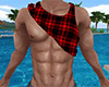Red Rolled Tank Plaid M