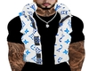 blue& white puffer vest