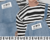 $ stripes/denim overalls