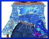Blue Floral Flared Top