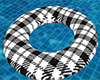 Black White Plaid Swim Ring Tube