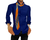 blue shirt w/orange tie