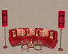 Red And Gold Sofa Set