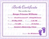 Kenya pillow Birth cert.