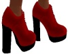 RD & BK lace block heels