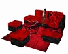 red black couches