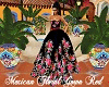 Mexican Floral Gown Red