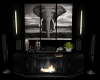 fireplace w/elephant pic