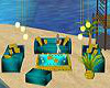 gold and teal lounge