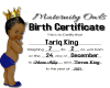 Tariq King Birth Cert