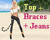 ! Top + Braces + Jeans !