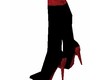black boots/ red trim