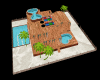 wood house and pools