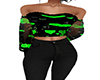 Green Black Heart Top