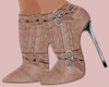E* Beige Denim Booties
