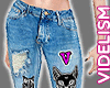 <V> Ripped Patches Jeans