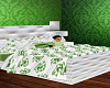 WHITE AND GREEN BED